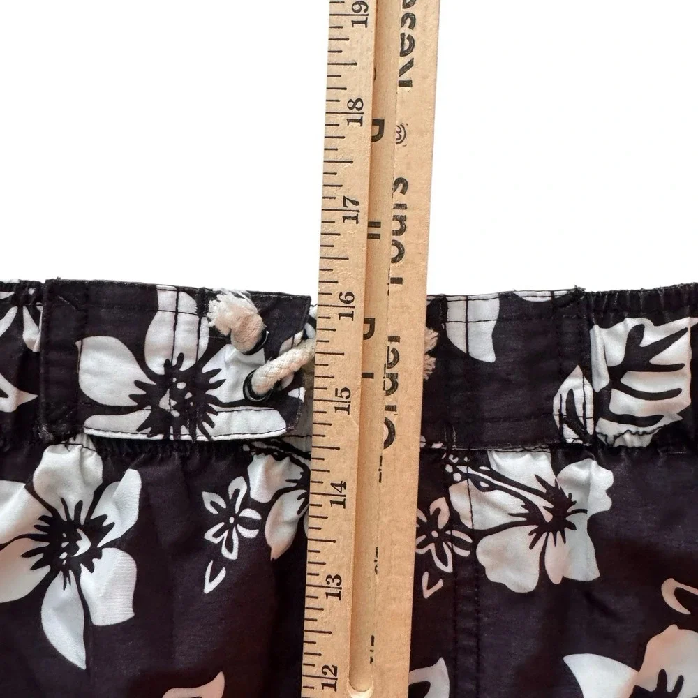 KingSize KS Island Big Men's Brown &‎ White Hibiscus Print Swim Trunks 1XL 44W